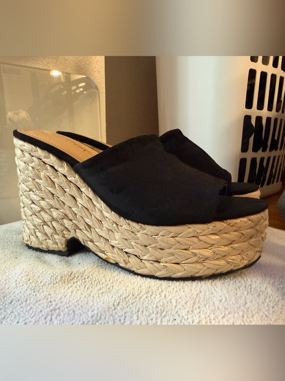 Black Suede Wedge Liliana Wedges Women US 8